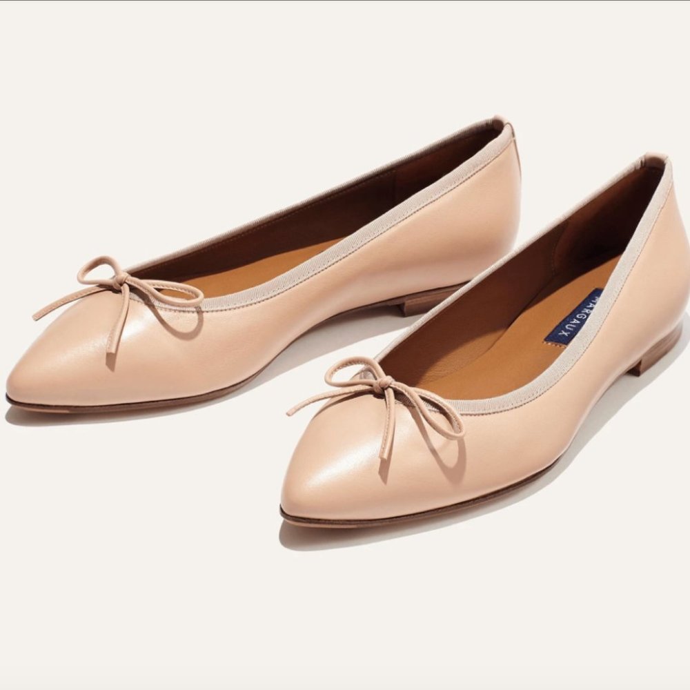 Margaux Nude Pointed Toe Leather Flats